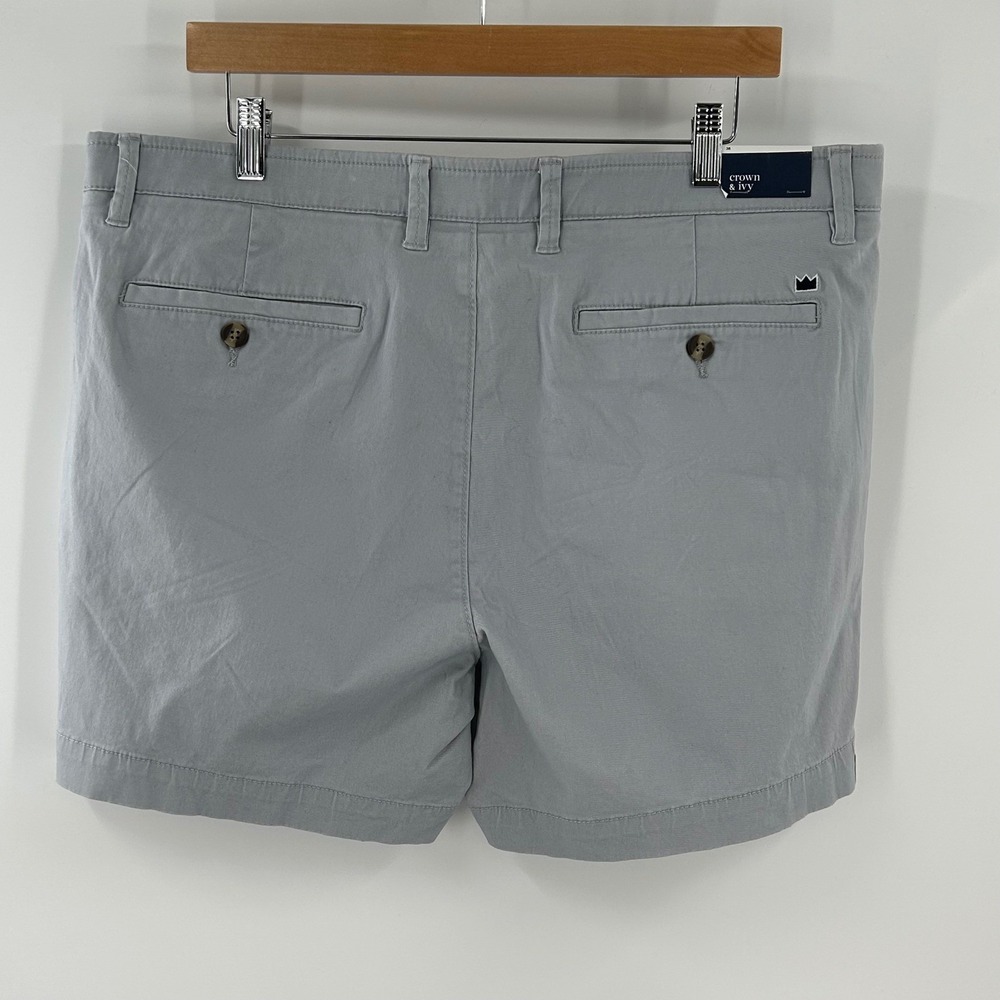 Crown & Ivy Mens Chino Shorts Size 38 Iron Grey Flat Front Twill New With Tags - Picture 5 of 9